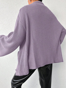 Cardigan de manga larga con botones y cuello para mujer, de estilo minimalista