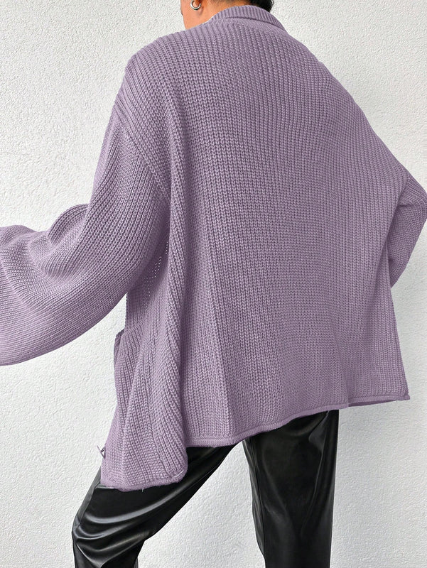 Cardigan de manga larga con botones y cuello para mujer, de estilo minimalista
