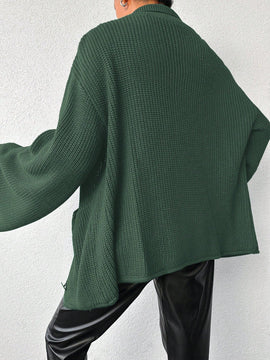 Cardigan de manga larga con botones y cuello para mujer, de estilo minimalista