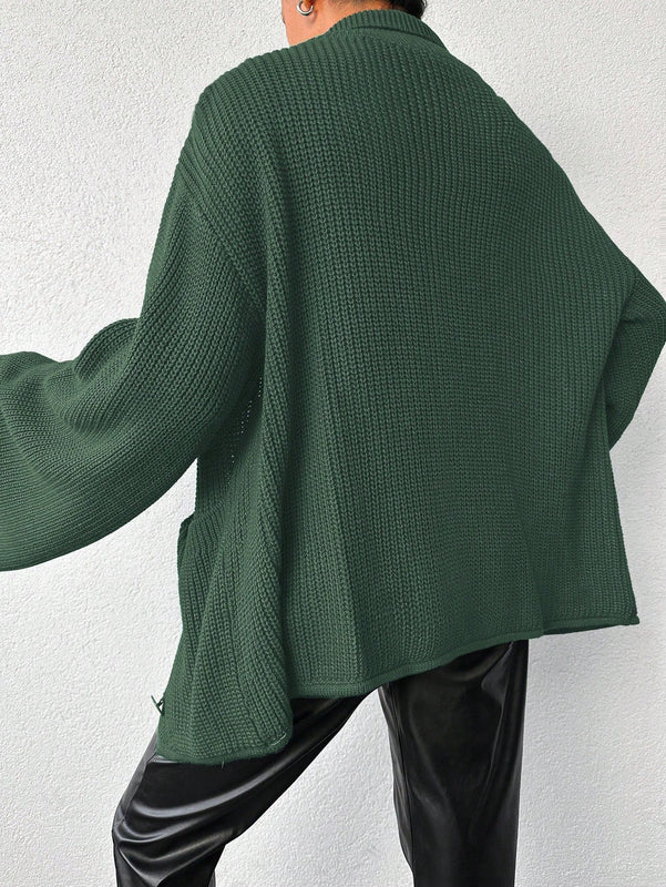 Cardigan de manga larga con botones y cuello para mujer, de estilo minimalista