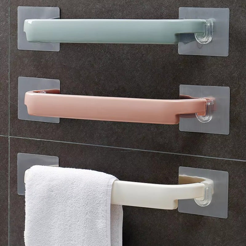 Estante de almacenamiento multifuncional de pared de precio barato de fábrica de sésamo, barra de toalla sin taladrar, toallero individual.