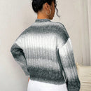 Relaxiva cardigan de punto con botones delanteros, manga larga, de color ombre, hecho de un hilado jaspeado y tejido de nervio