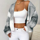 Relaxiva cardigan de punto con botones delanteros, manga larga, de color ombre, hecho de un hilado jaspeado y tejido de nervio