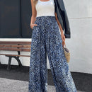 Lune pantalones de mujer de pierna ancha con cintura elastica y estampado de leopardo, atuendo casual para vacaciones o profesores