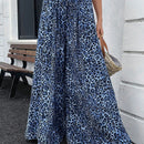 Lune pantalones de mujer de pierna ancha con cintura elastica y estampado de leopardo, atuendo casual para vacaciones o profesores