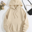 Lune sudadera con capucha informal para mujer con estampado de letra y pata de perro, para otono/invierno