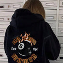 Sudadera con capucha holgada y cordon de mujer para otono/invierno con estampado del numero 8 de billar