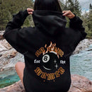 Sudadera con capucha holgada y cordon de mujer para otono/invierno con estampado del numero 8 de billar