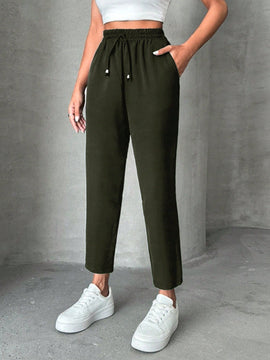 Pantalones petite con cordon, bolsillos en diagonal