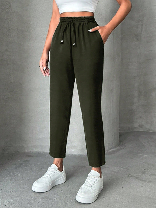 Pantalones petite con cordon, bolsillos en diagonal