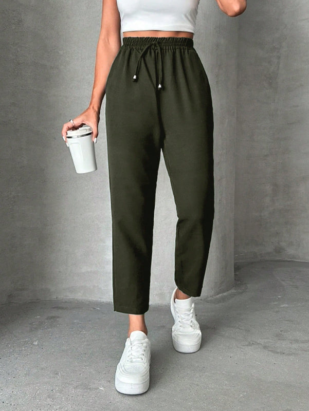 Pantalones petite con cordon, bolsillos en diagonal