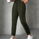 Pantalones petite con cordon, bolsillos en diagonal
