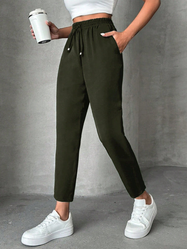 Pantalones petite con cordon, bolsillos en diagonal