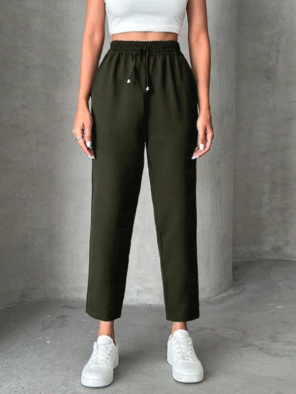 Pantalones petite con cordon, bolsillos en diagonal