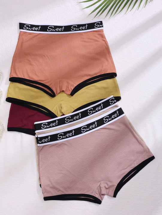 5 piezas pantis acanalados de moda para mujeres, colores surtidos