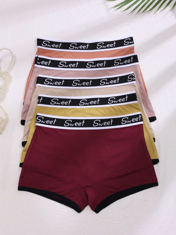 5 piezas pantis acanalados de moda para mujeres, colores surtidos