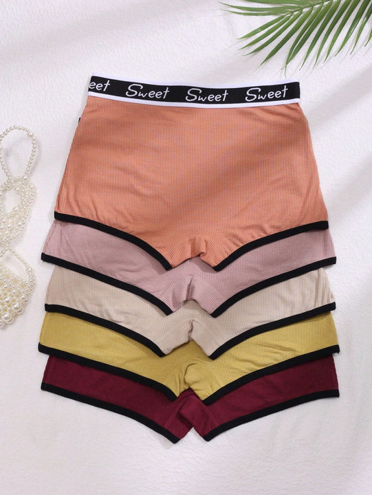 5 piezas pantis acanalados de moda para mujeres, colores surtidos