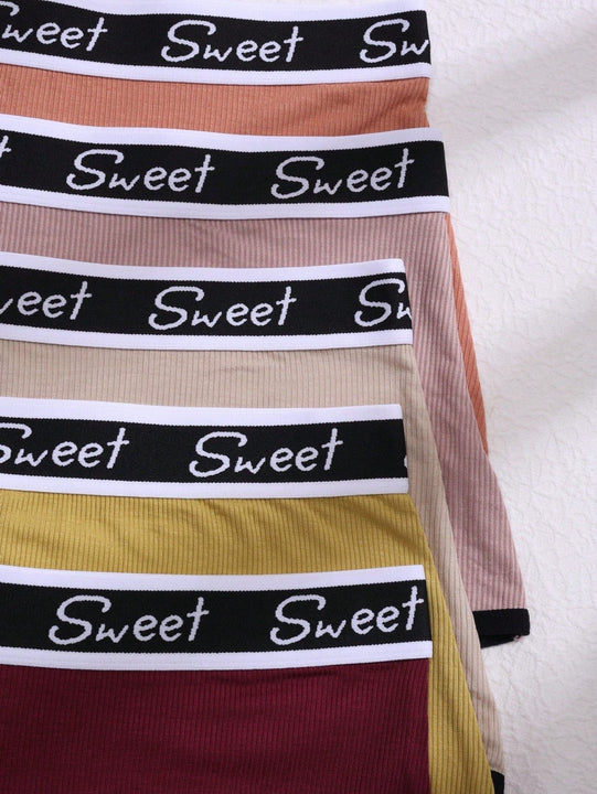 5 piezas pantis acanalados de moda para mujeres, colores surtidos