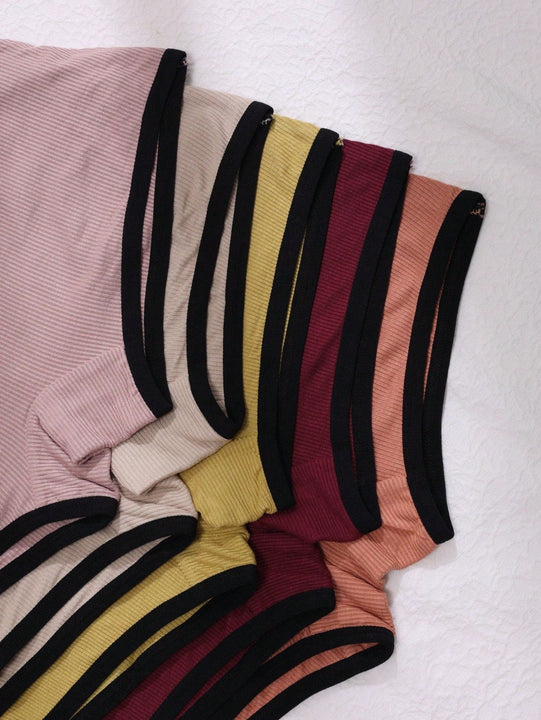 5 piezas pantis acanalados de moda para mujeres, colores surtidos