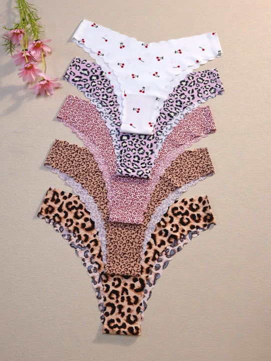 Paquete de 10 piezas bragas triangulares sexy de tela suave, transpirable y comoda con borde ondulado sin costuras para mujeres