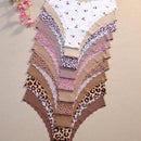 Paquete de 10 piezas bragas triangulares sexy de tela suave, transpirable y comoda con borde ondulado sin costuras para mujeres