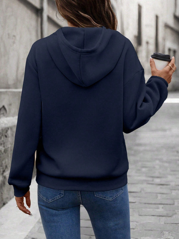 Lune sudadera con capucha casual y holgada para mujer con grafico de letra 3d