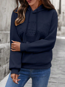 Lune sudadera con capucha casual y holgada para mujer con grafico de letra 3d