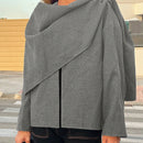 Essnce chaqueta de lana negra holgada y versatil para uso casual y de aeropuerto, diseno de bufanda de una pieza, chaqueta de cardigan corta de lana calida para el invierno, tendencia de moda otono 2024