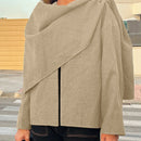 Essnce chaqueta de lana negra holgada y versatil para uso casual y de aeropuerto, diseno de bufanda de una pieza, chaqueta de cardigan corta de lana calida para el invierno, tendencia de moda otono 2024