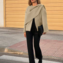Essnce chaqueta de lana negra holgada y versatil para uso casual y de aeropuerto, diseno de bufanda de una pieza, chaqueta de cardigan corta de lana calida para el invierno, tendencia de moda otono 2024