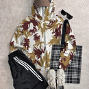 Muchic sudadera con capucha con estampado de leopardo minimalista informal, impreso en toda la prenda, otono invierno