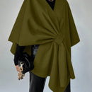 Clasi capa abrigo de lana asimetrica y holgada de diseno de moda de un solo color, para otono/invierno