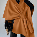Clasi capa abrigo de lana asimetrica y holgada de diseno de moda de un solo color, para otono/invierno