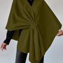 Clasi capa abrigo de lana asimetrica y holgada de diseno de moda de un solo color, para otono/invierno