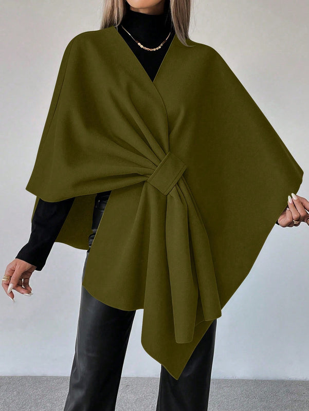 Clasi capa abrigo de lana asimetrica y holgada de diseno de moda de un solo color, para otono/invierno