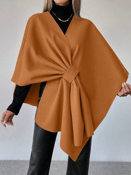 Clasi capa abrigo de lana asimetrica y holgada de diseno de moda de un solo color, para otono/invierno