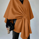 Clasi capa abrigo de lana asimetrica y holgada de diseno de moda de un solo color, para otono/invierno