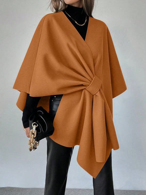 Clasi capa abrigo de lana asimetrica y holgada de diseno de moda de un solo color, para otono/invierno