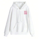 Sudadera con capucha de mujer, nueva para otono-invierno 2024, con estampado de letras, de corte holgado, de manga larga, calida y gruesa, con estilo y tendencia para capas