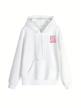Sudadera con capucha de mujer, nueva para otono-invierno 2024, con estampado de letras, de corte holgado, de manga larga, calida y gruesa, con estilo y tendencia para capas
