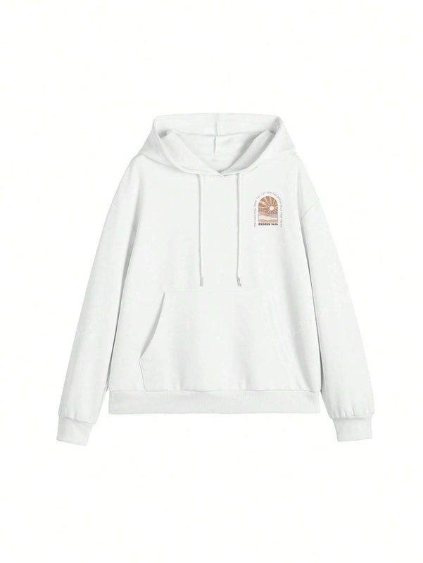Nuevo sueter con capucha informal y suelto con estampado de sol para mujer, invierno 2024. nuestro sueter con capucha para mujer combina un diseno elegante con telas suaves para actualizar tu guardarropa.