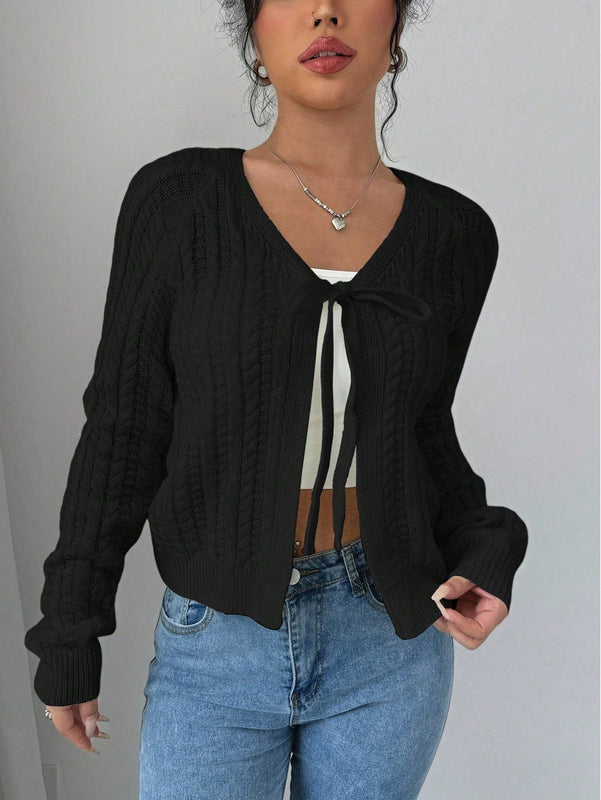 Essnce cardigan de mujer de manga larga con estampado floral 3d con lazo delantero, de estilo frances casual y versatil