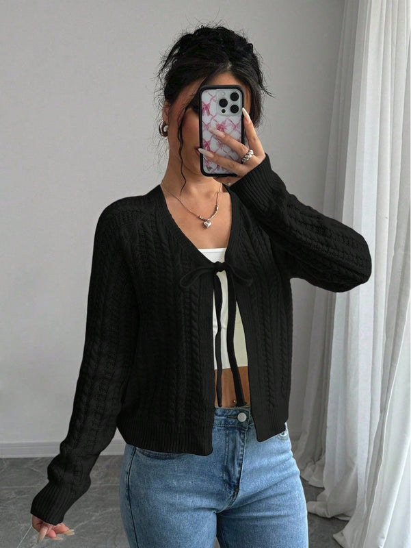 Essnce cardigan de mujer de manga larga con estampado floral 3d con lazo delantero, de estilo frances casual y versatil