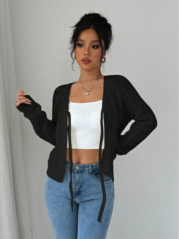 Essnce cardigan de mujer de manga larga con estampado floral 3d con lazo delantero, de estilo frances casual y versatil
