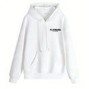 Sudadera casual de mujer nueva para invierno 2024 con estampado de eslogan, bolsillo tipo canguro y cordon, combinando moda y funcion: una sudadera de mujer adecuada para usar en capas, hacer ejercicio o relajacion casual