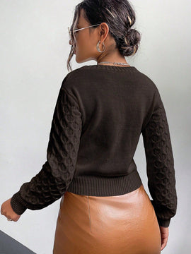Frenchy cardigan informal de un solo botonadura de manga larga y unicolor para mujer, para otono/invierno