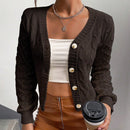Frenchy cardigan informal de un solo botonadura de manga larga y unicolor para mujer, para otono/invierno