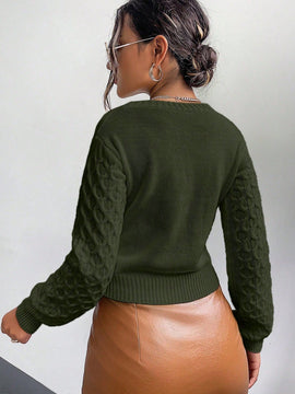 Frenchy cardigan informal de un solo botonadura de manga larga y unicolor para mujer, para otono/invierno