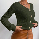 Frenchy cardigan informal de un solo botonadura de manga larga y unicolor para mujer, para otono/invierno