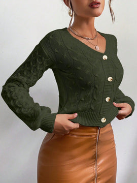 Frenchy cardigan informal de un solo botonadura de manga larga y unicolor para mujer, para otono/invierno